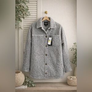 Modern Supply by Sanctuary Gray Button-Up Shacket w/ Decorative Stitching